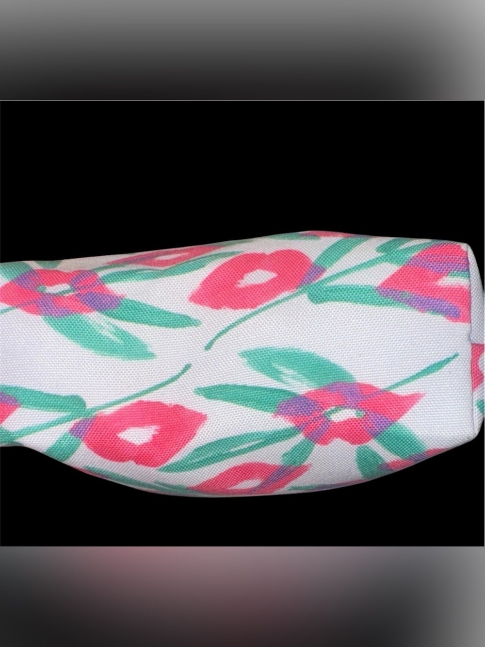 Clinique Cosmetic Bag with Red Lips and Green Floral Design - Picture 5 of 5